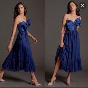 Hutch Bow Tie MIDI Dress - Navy blue with tags